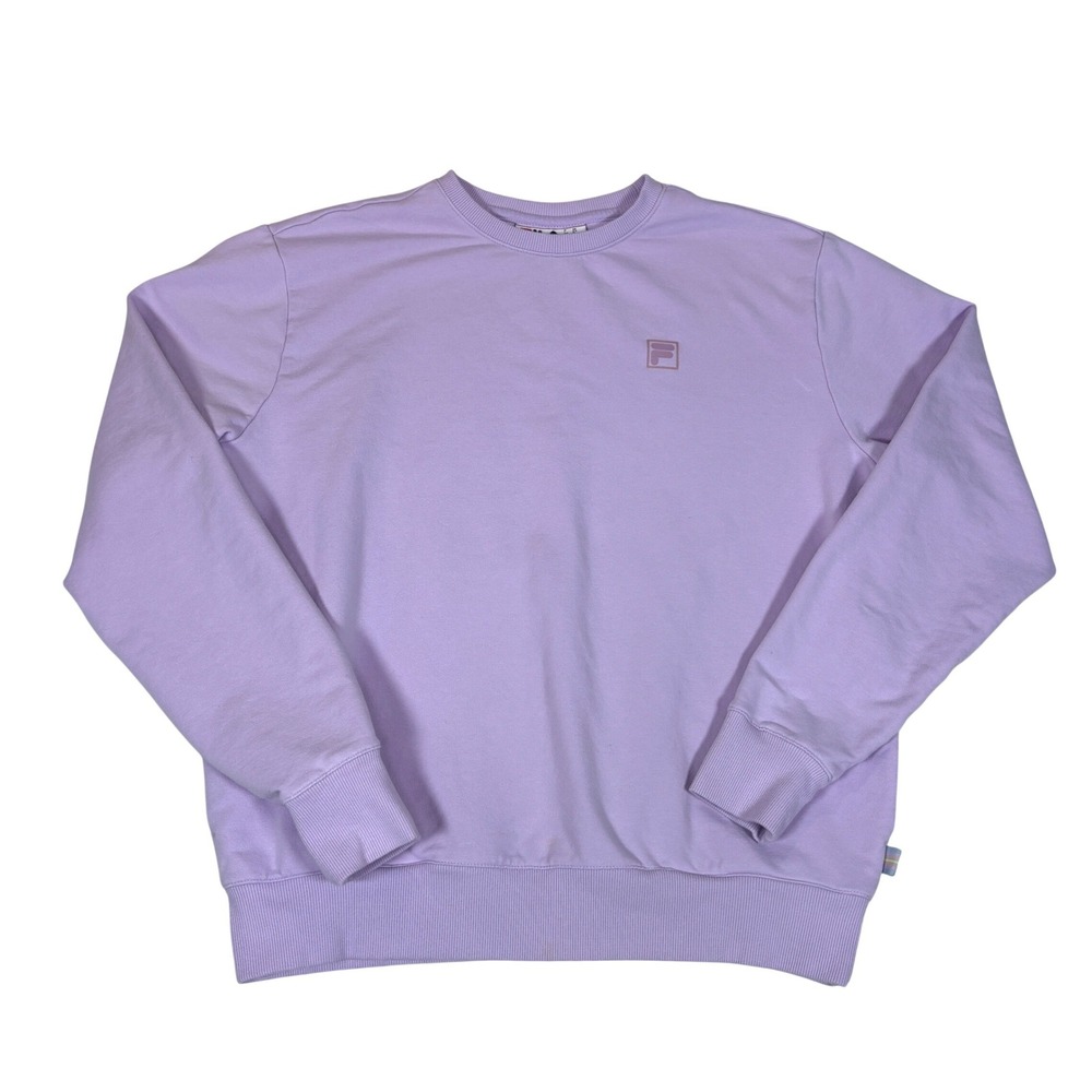 Fila Womens Lavender Purple Crewneck Sweatshirt Side Pockets Size Medium